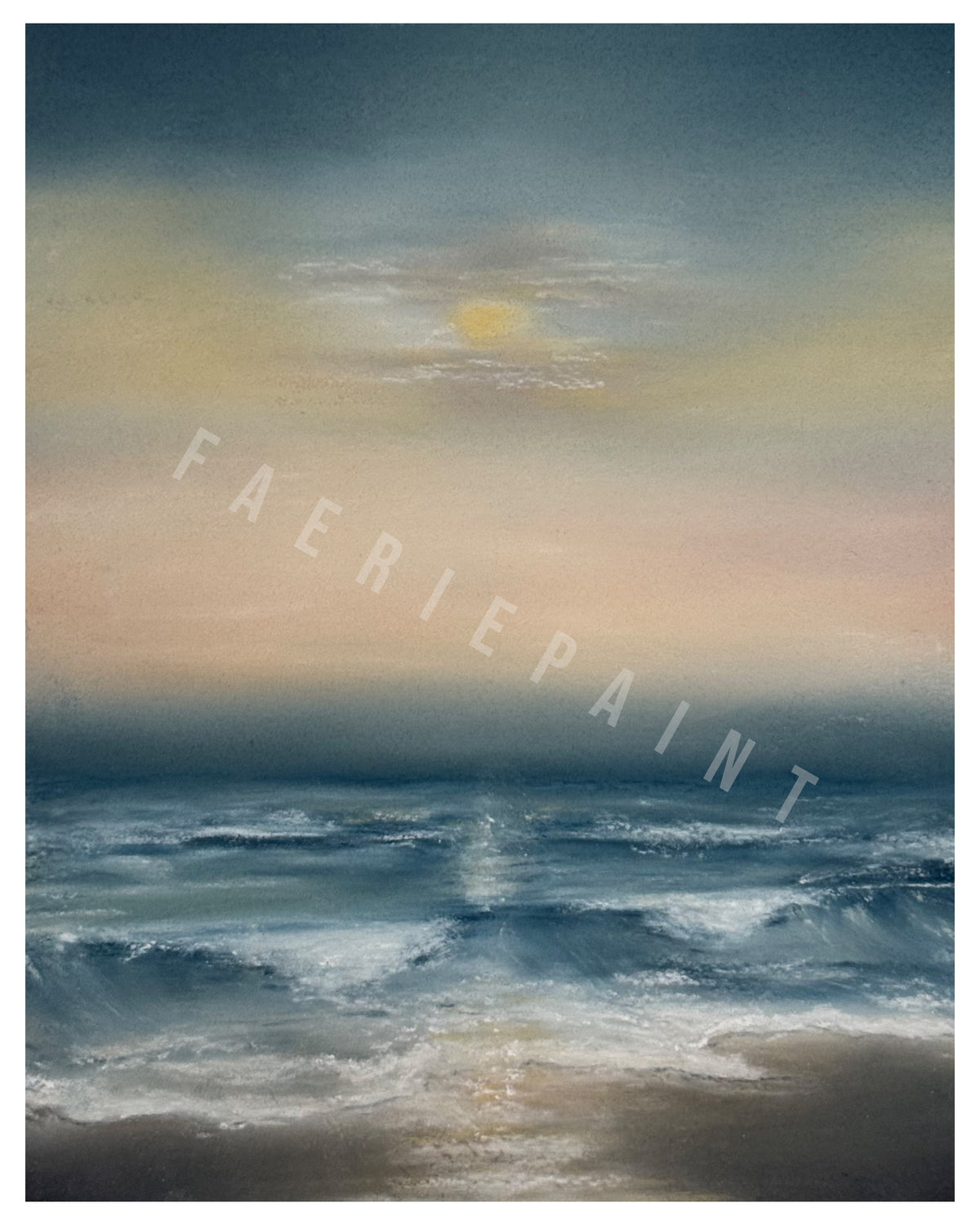 Beach Sunset Pastel Giclée Print