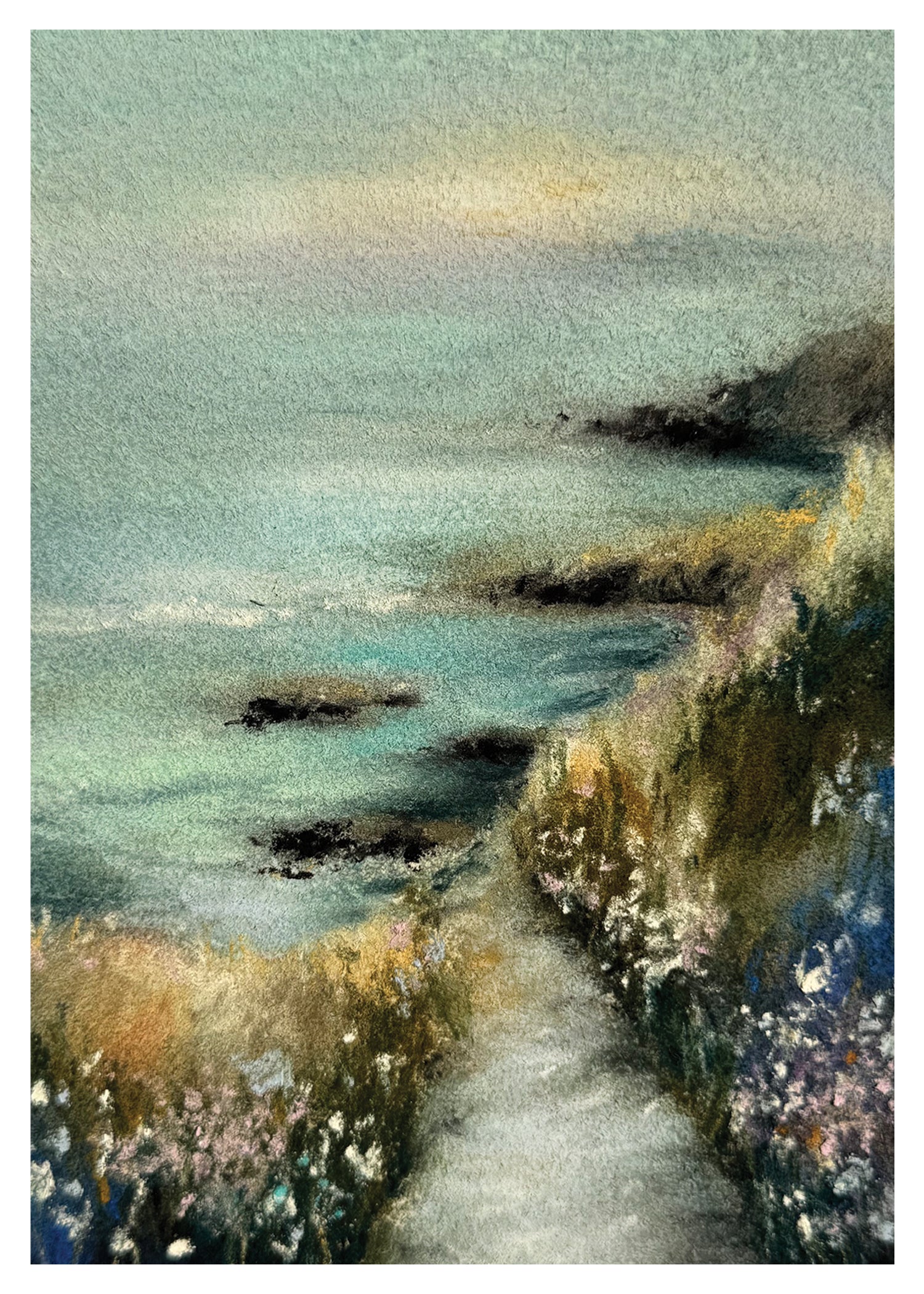 Seaside Cliff Pastel Giclée Print